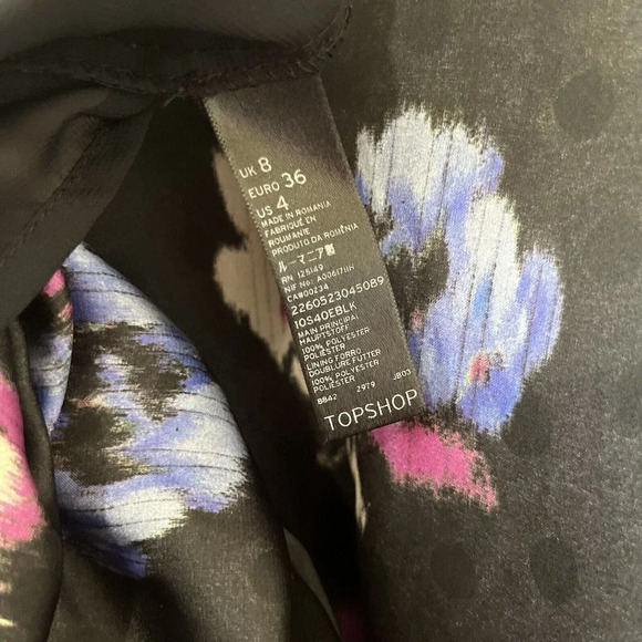 •SOLD•|Topshop| Floral Overlay Sheath Dress -High/Low Hem US4/EUR36/UK8 -VG - Picture 6 of 7